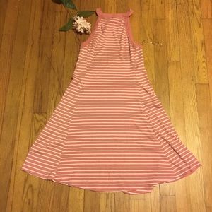 Pink and white halter dress